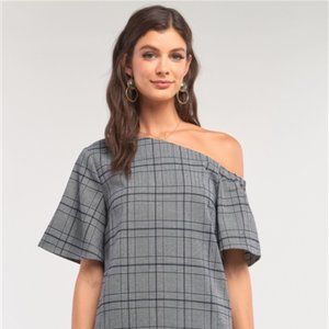 One-Shoulder Relaxed Fit Mini Shirt Dress